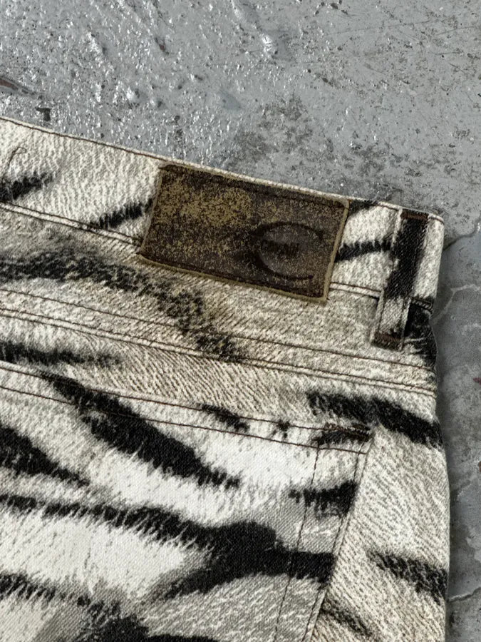 2000s Cavalli White & Beige Savage Zebra Gradient Pants bAeXSIL 9