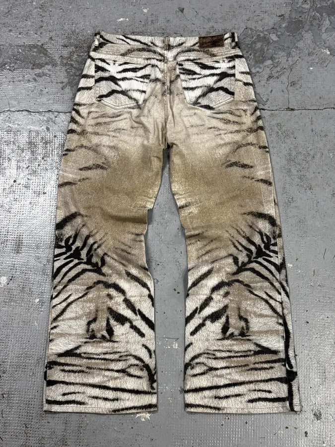 2000s Cavalli White & Beige Savage Zebra Gradient Pants bAeXSIL 4