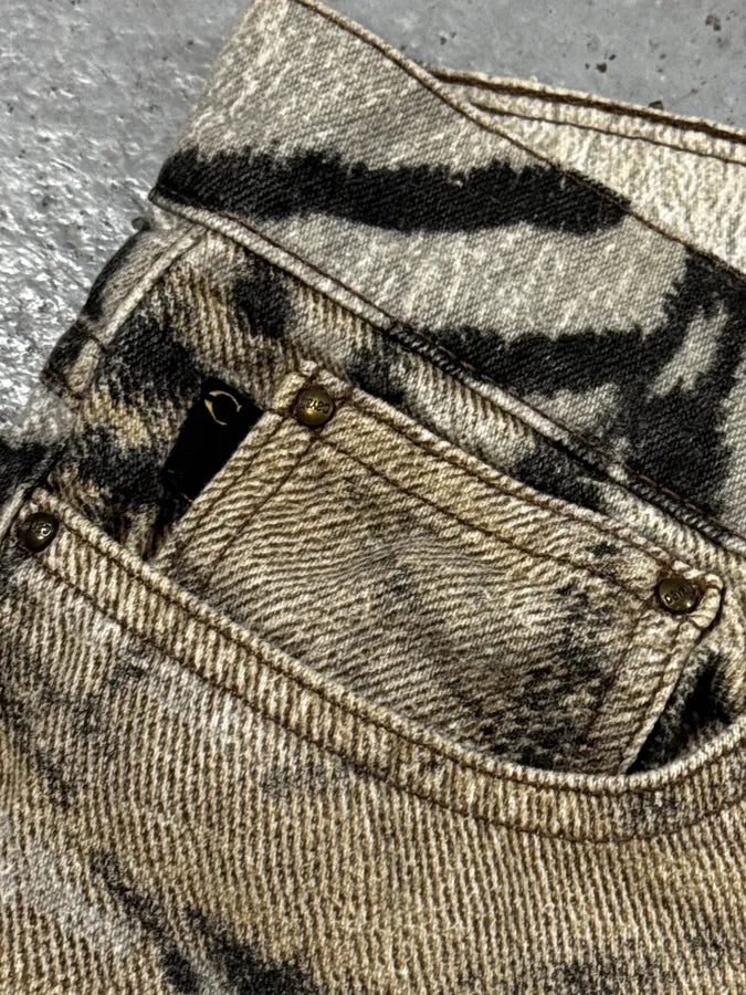 2000s Cavalli White & Beige Savage Zebra Gradient Pants bAeXSIL 7