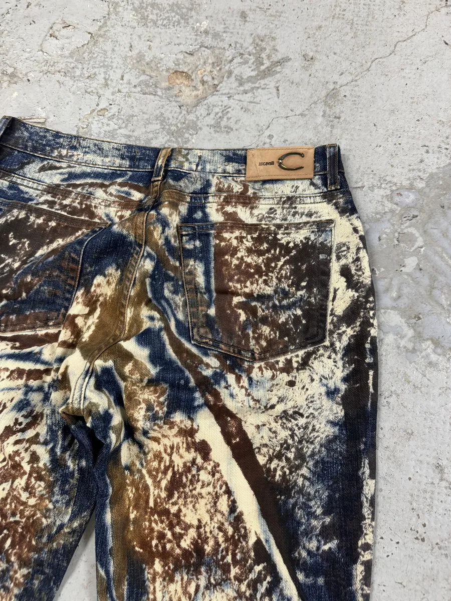 2000s Cavalli World Eroded Blue & White Jeans BmZZHGm 3