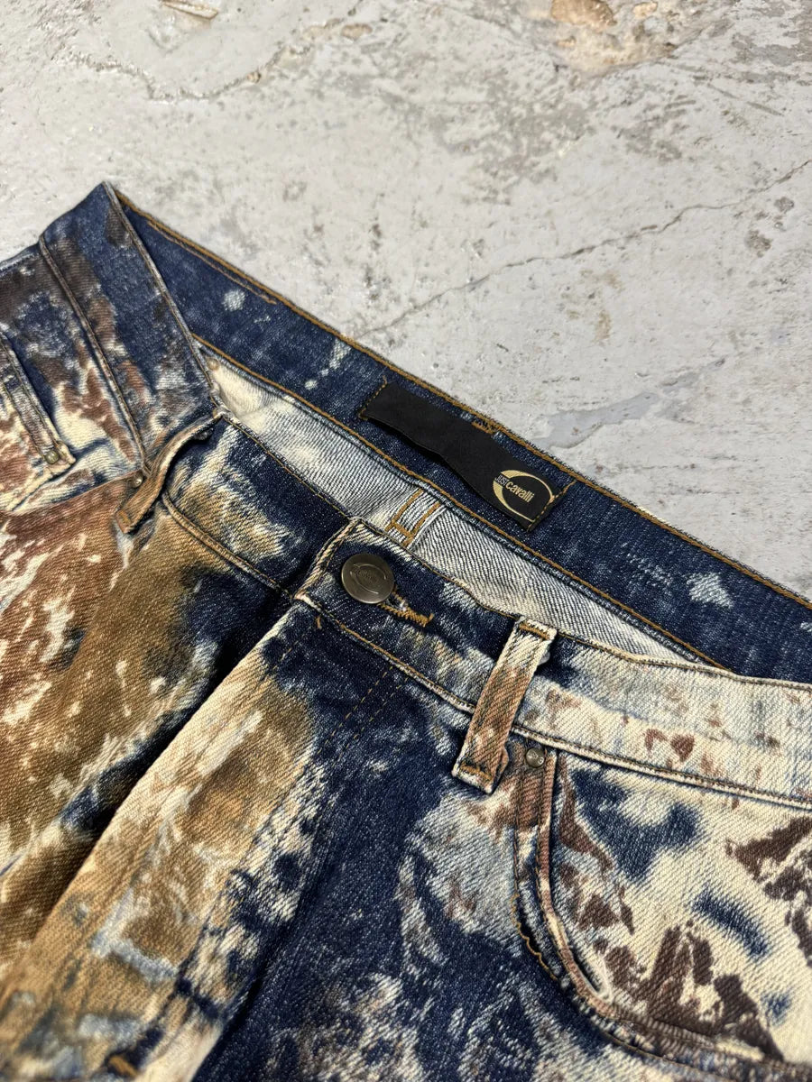 2000s Cavalli World Eroded Blue & White Jeans BmZZHGm 6