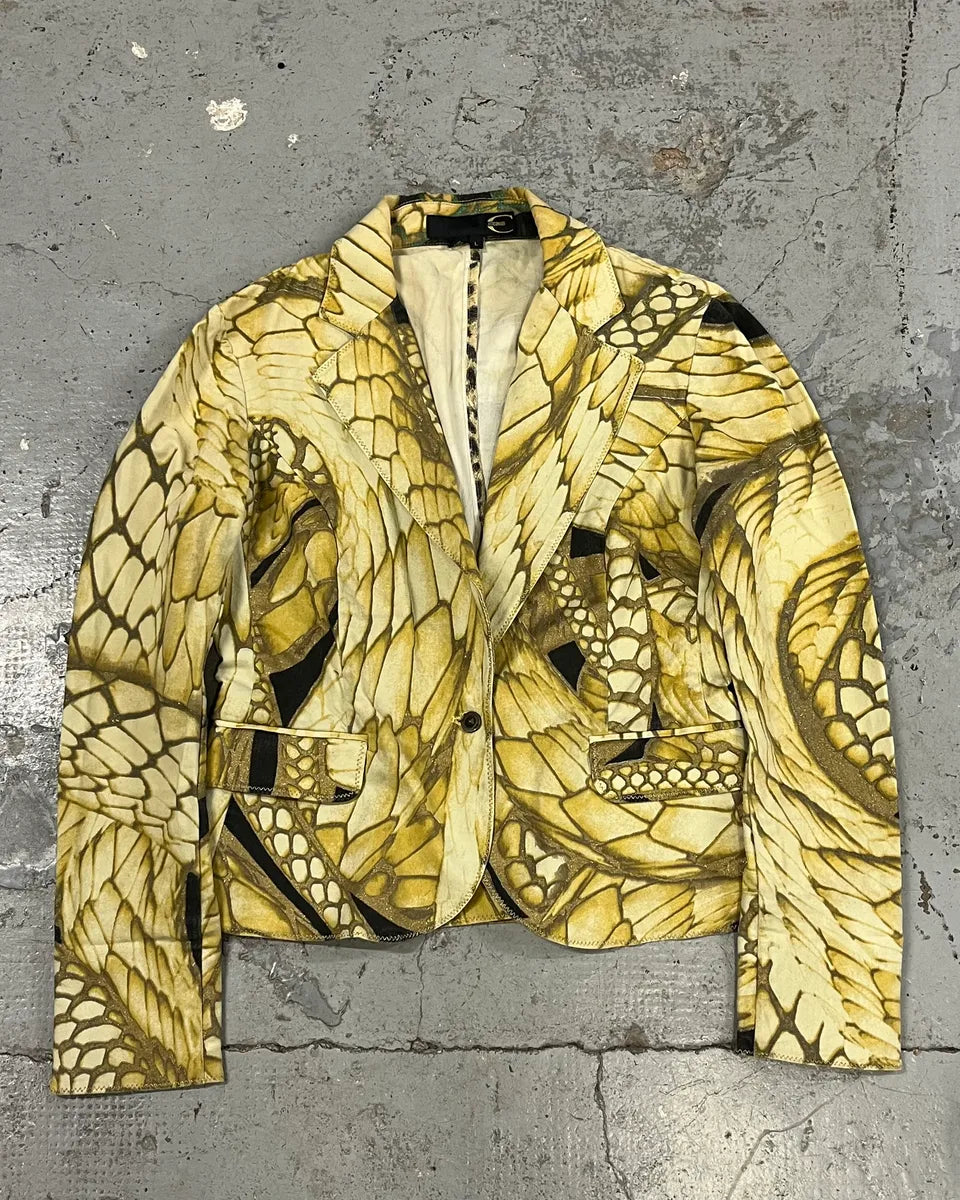 2000s Cavalli Yellow Fish Scales Blazer Jacket ADFjPjb 0