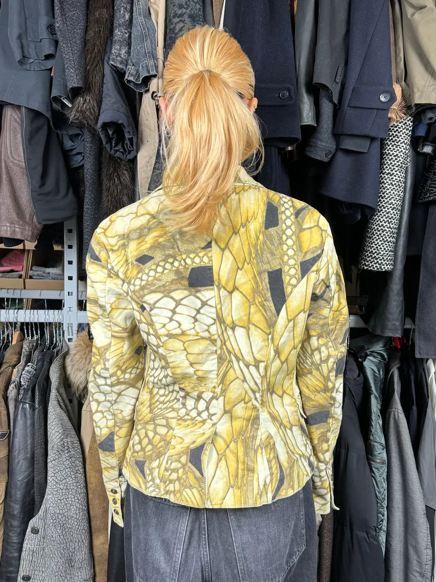 2000s Cavalli Yellow Fish Scales Blazer Jacket ADFjPjb 2