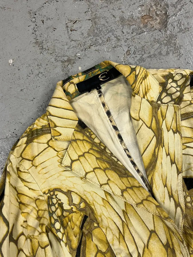 2000s Cavalli Yellow Fish Scales Blazer Jacket ADFjPjb 4