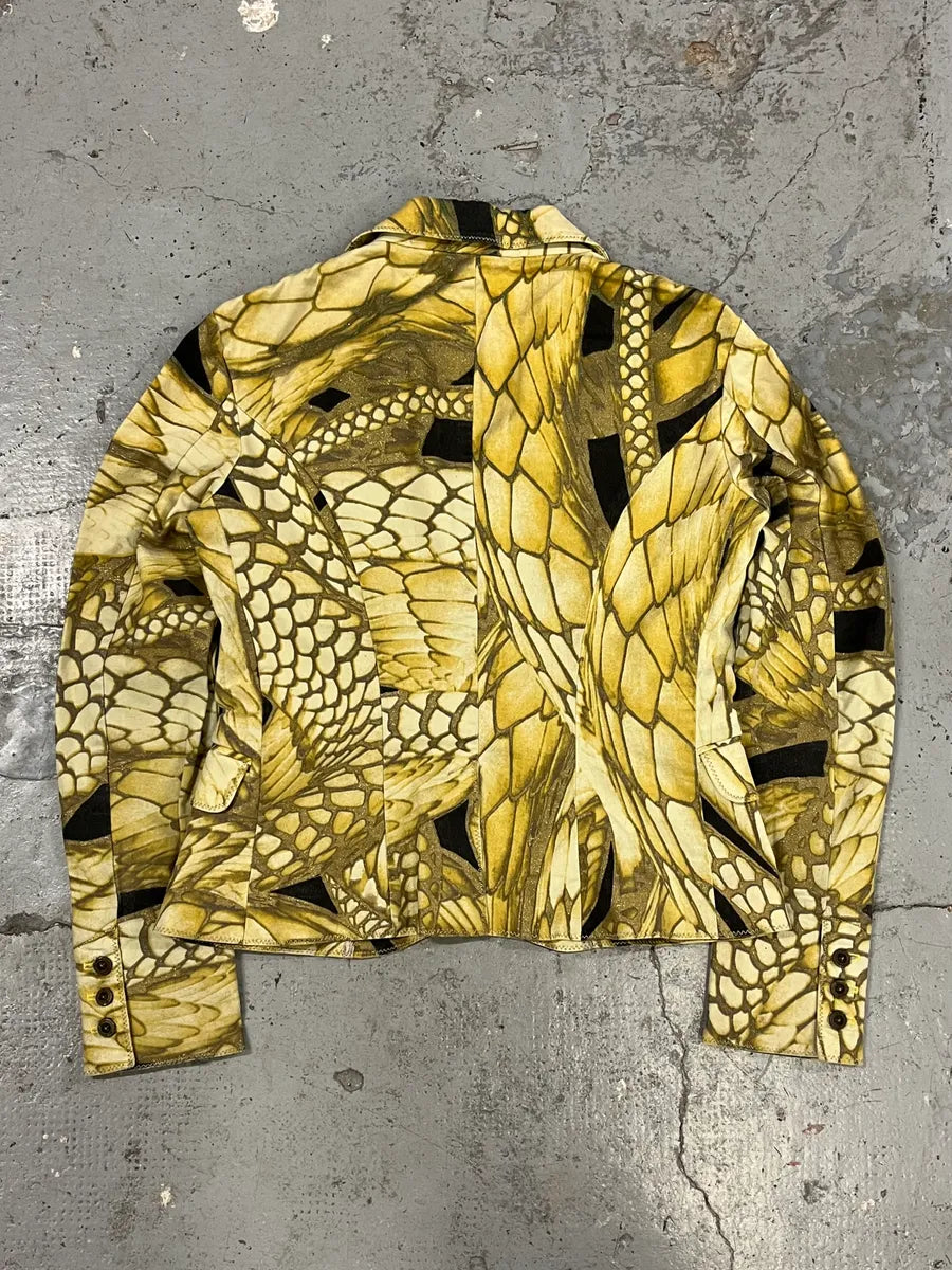2000s Cavalli Yellow Fish Scales Blazer Jacket ADFjPjb 5