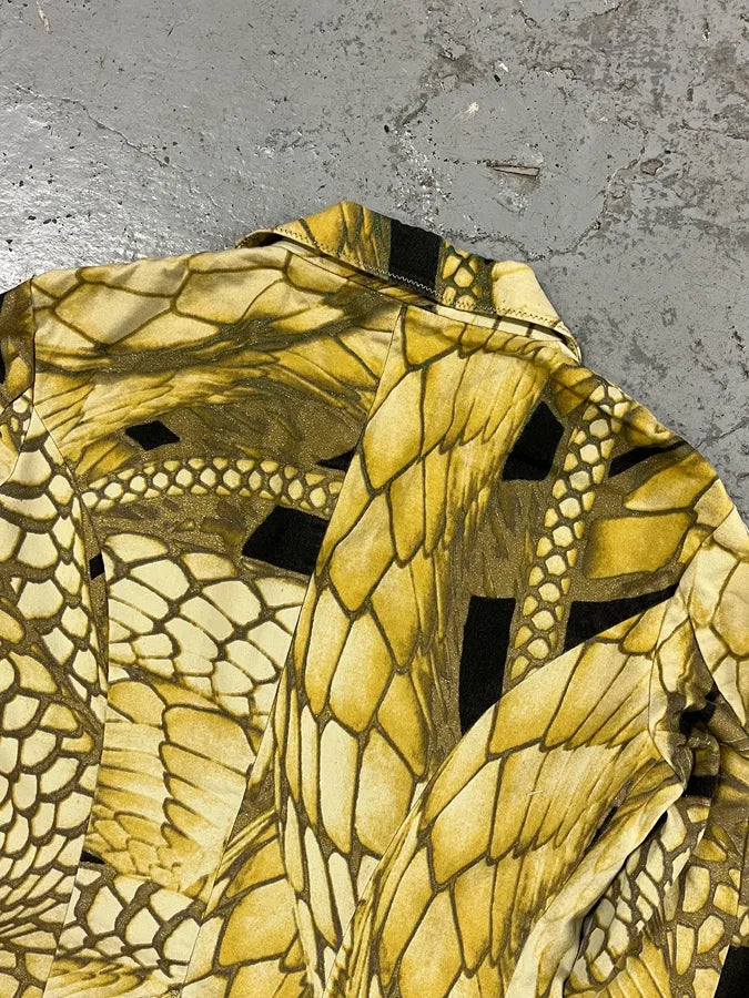 2000s Cavalli Yellow Fish Scales Blazer Jacket ADFjPjb 6