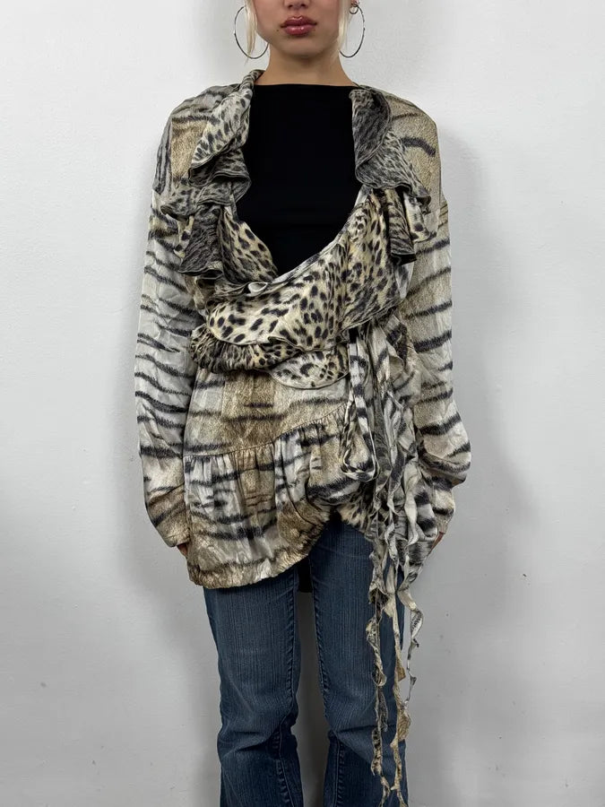 2000s Cavalli Zebra and Cheetah Long Cardigan mYuciDA 1