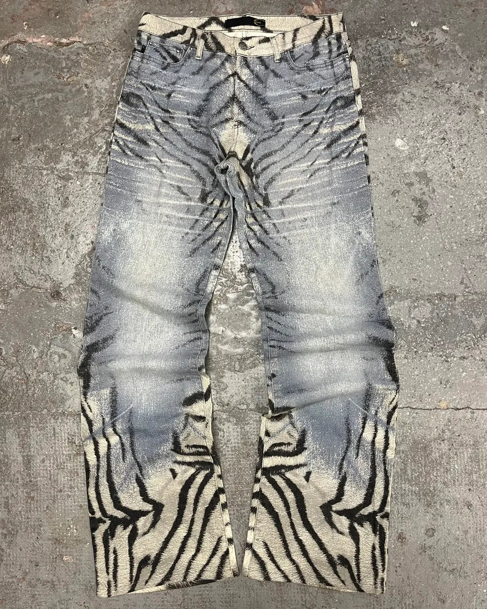 2000s Cavalli Zebra Blue Savage Pants (S) 0