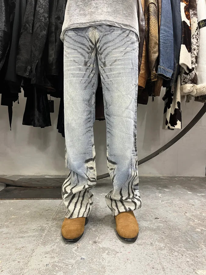 2000s Cavalli Zebra Blue Savage Pants (S) 1