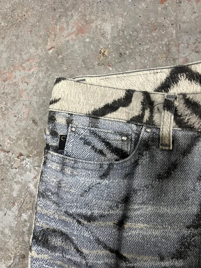 2000s Cavalli Zebra Blue Savage Pants (S) 11