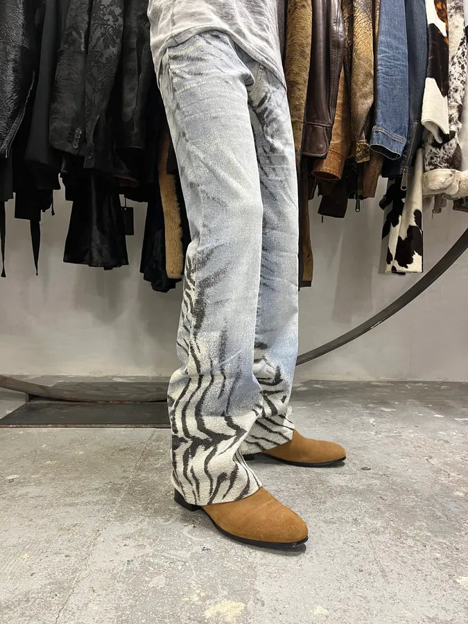 2000s Cavalli Zebra Blue Savage Pants (S) 2