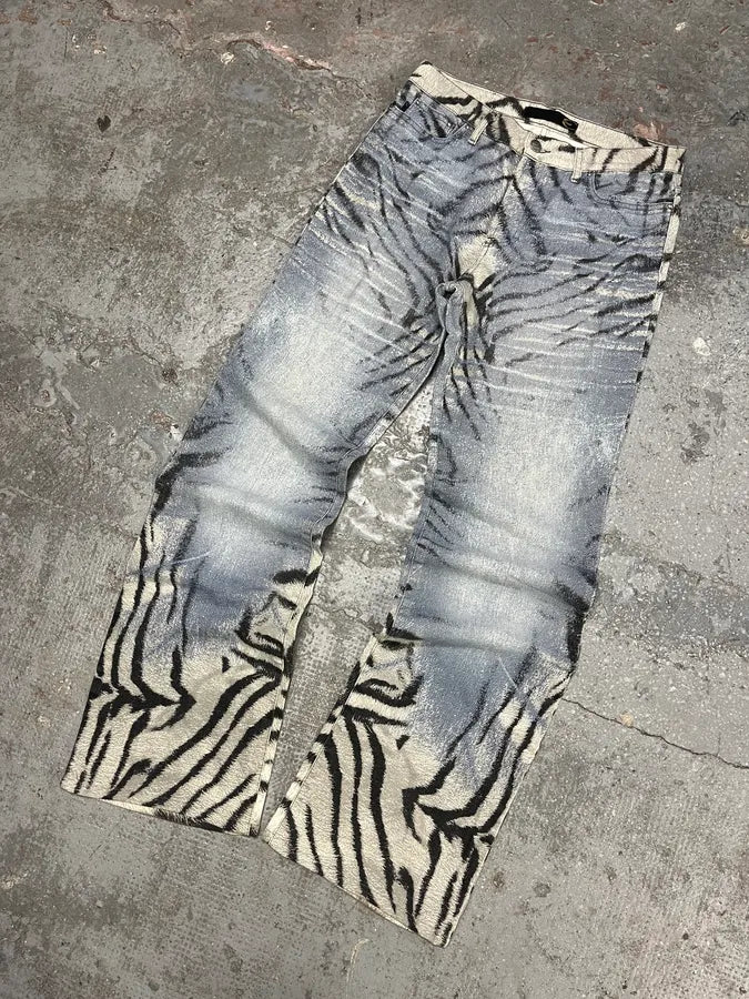 2000s Cavalli Zebra Blue Savage Pants (S) 4