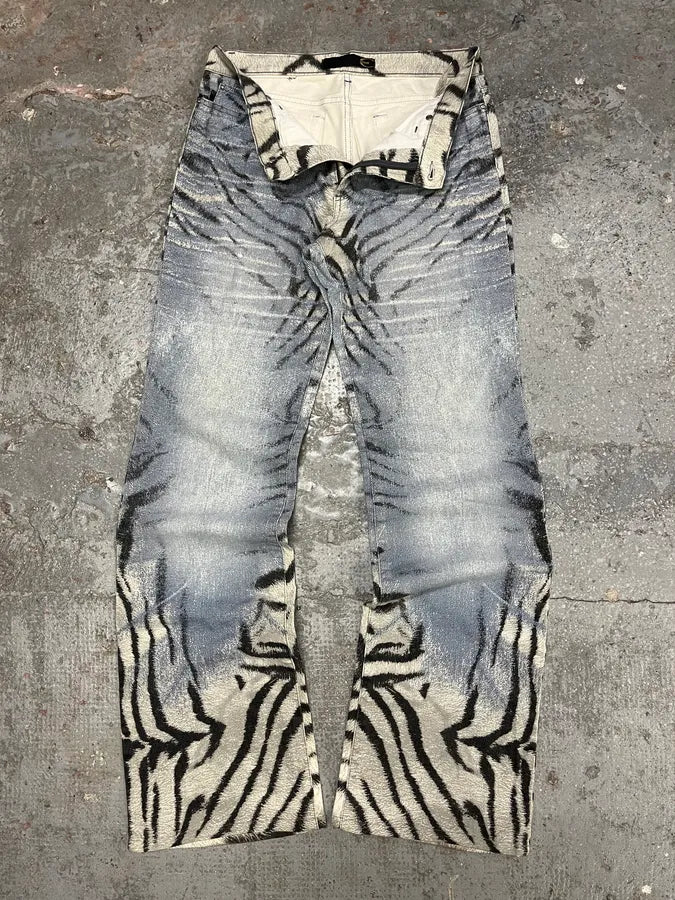 2000s Cavalli Zebra Blue Savage Pants (S) 5