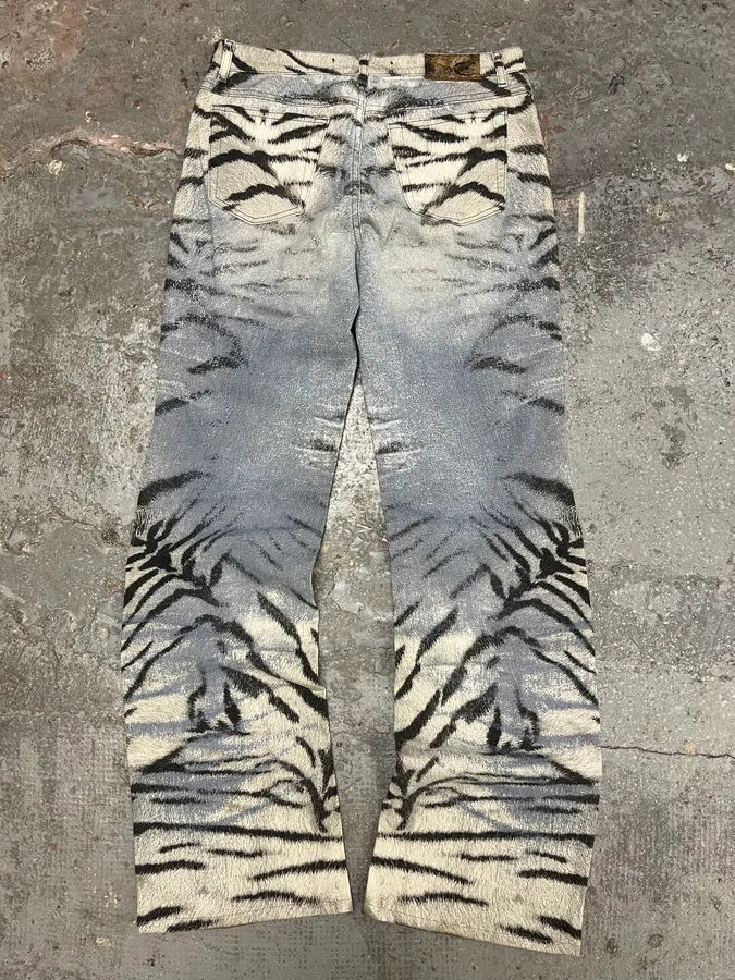 2000s Cavalli Zebra Blue Savage Pants (S) 6