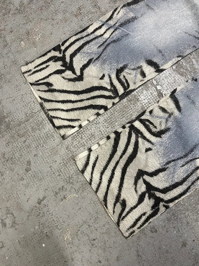 2000s Cavalli Zebra Blue Savage Pants (S) 8