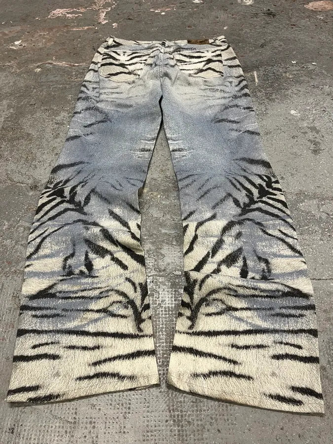 2000s Cavalli Zebra Blue Savage Pants (S) 9