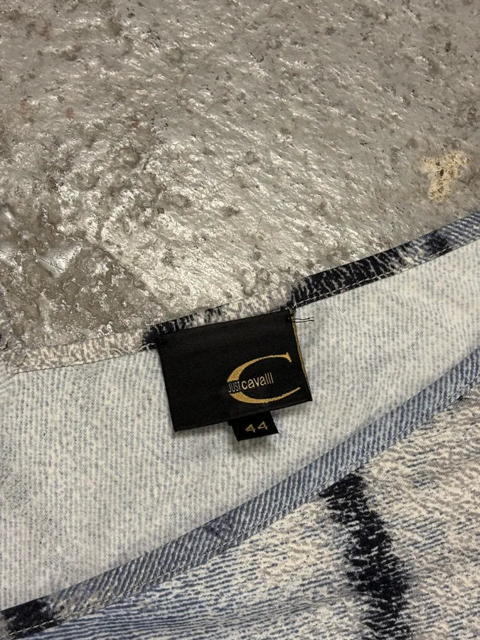 2000s Cavalli Zebra Safari Blue & White Savage Dres QeMeDUb 5