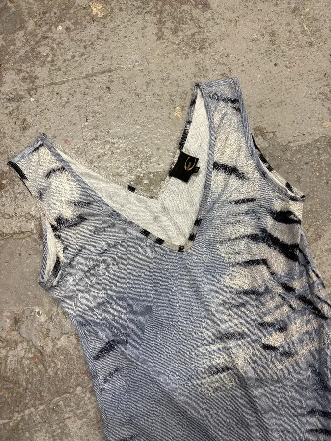 2000s Cavalli Zebra Safari Blue & White Savage Dres QeMeDUb 2