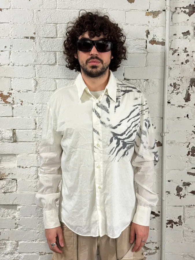 2000s Cavalli Zebra Shoulder White Shirt mbjuJjA 0