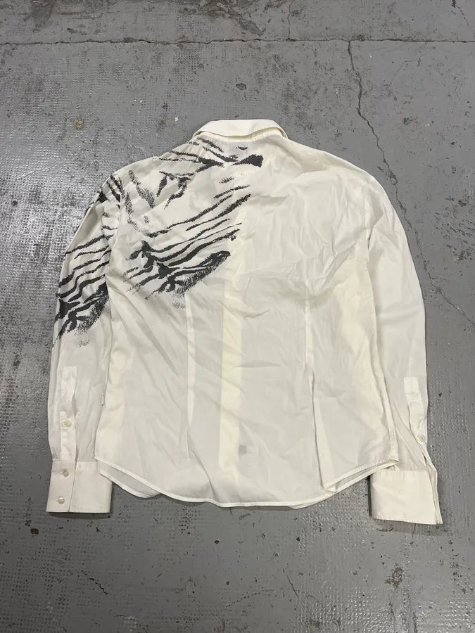 2000s Cavalli Zebra Shoulder White Shirt mbjuJjA 6