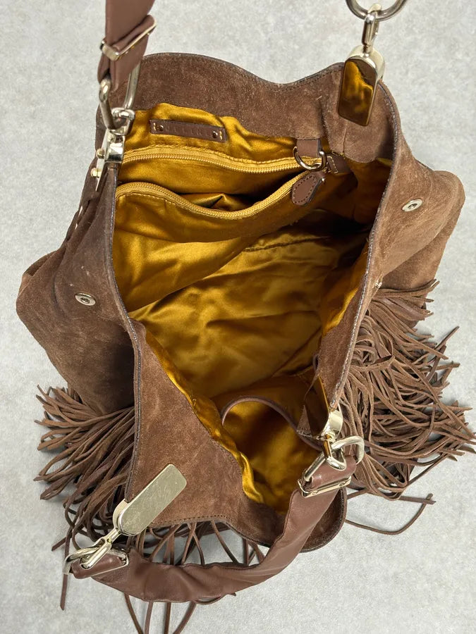 2000s Celine Brown Suede Fringe Shoulder Bag  GqFjwJy 15