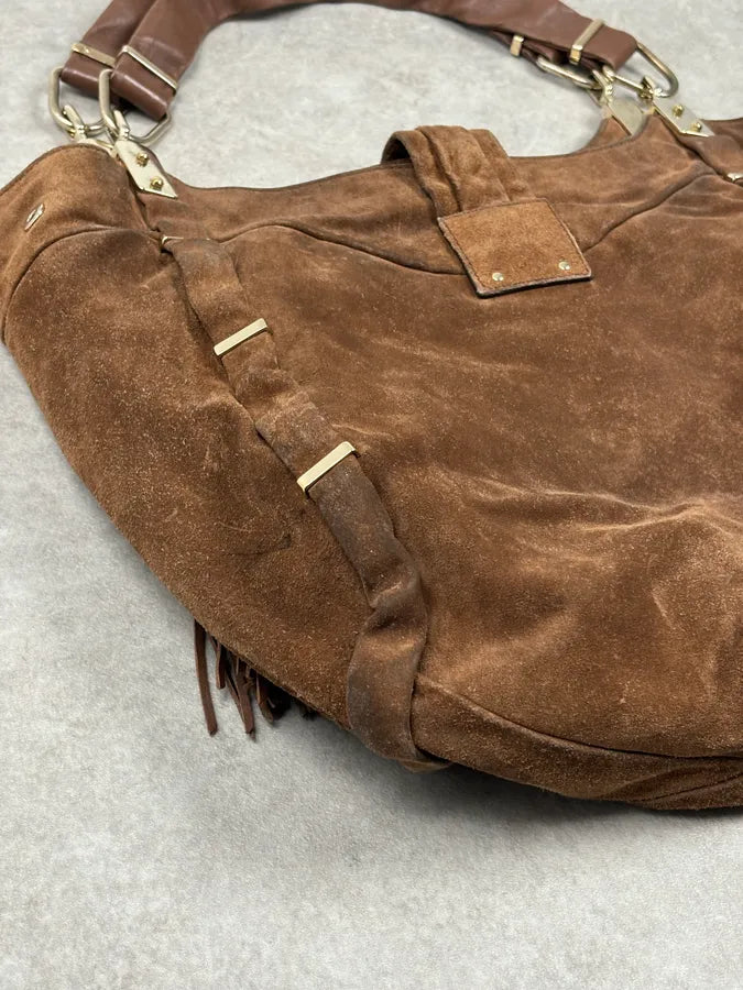 2000s Celine Brown Suede Fringe Shoulder Bag  GqFjwJy 11