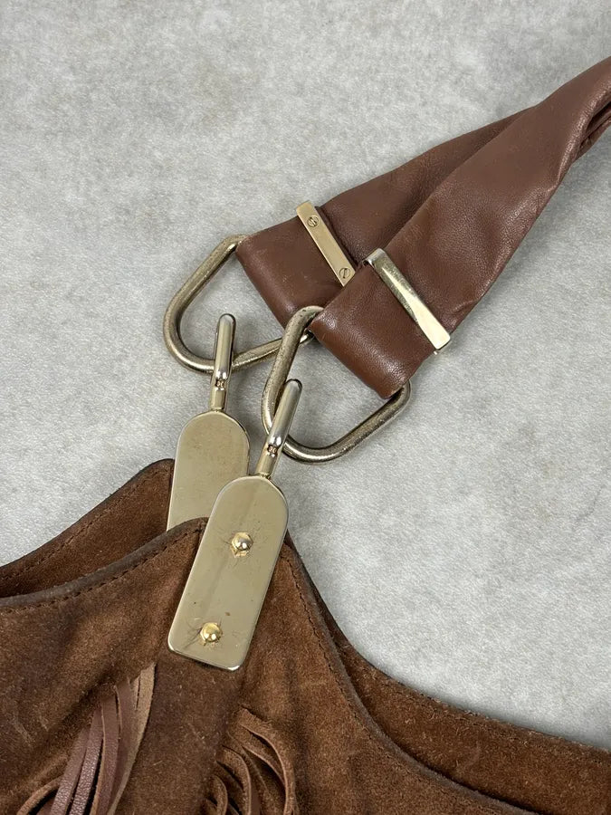 2000s Celine Brown Suede Fringe Shoulder Bag  GqFjwJy 14