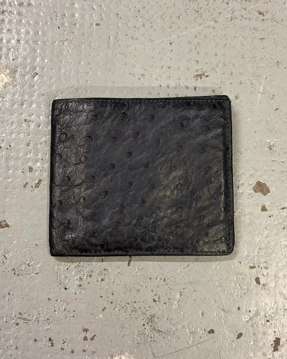 2000s Celine Black Ostrich Embossed Leather Wallet muAxBpA 0