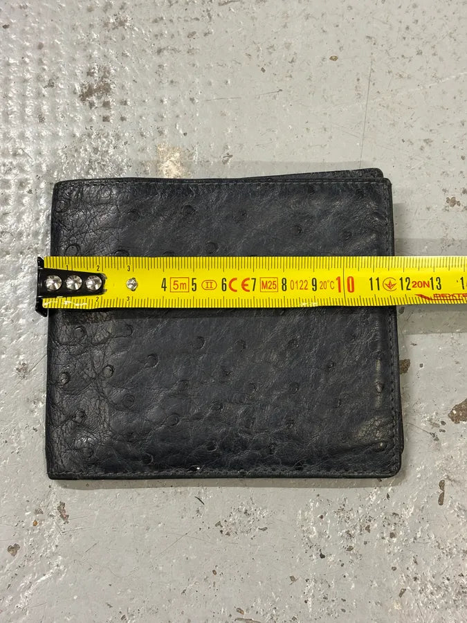 2000s Celine Black Ostrich Embossed Leather Wallet muAxBpA 8
