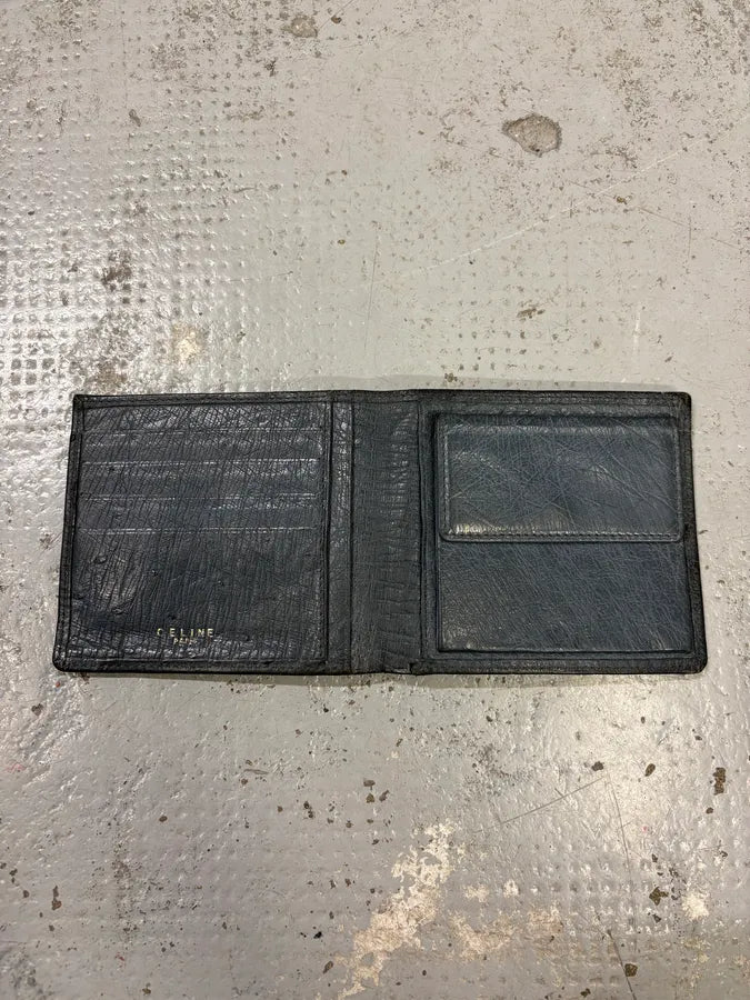 2000s Celine Black Ostrich Embossed Leather Wallet muAxBpA 2