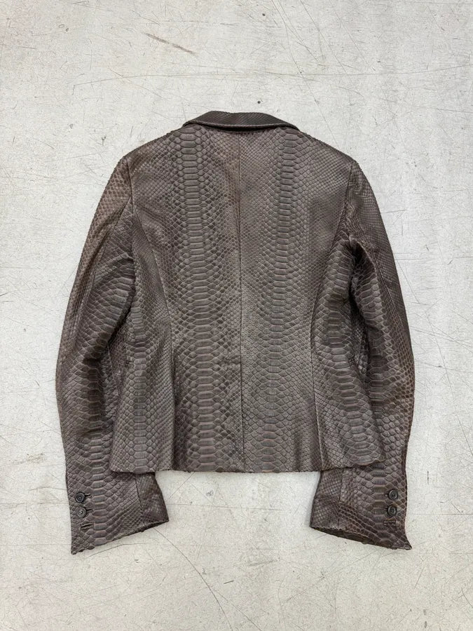 2000s Celine Python Leather Brown Blazer Jacket by Mickael Kors nRgzsZg 4