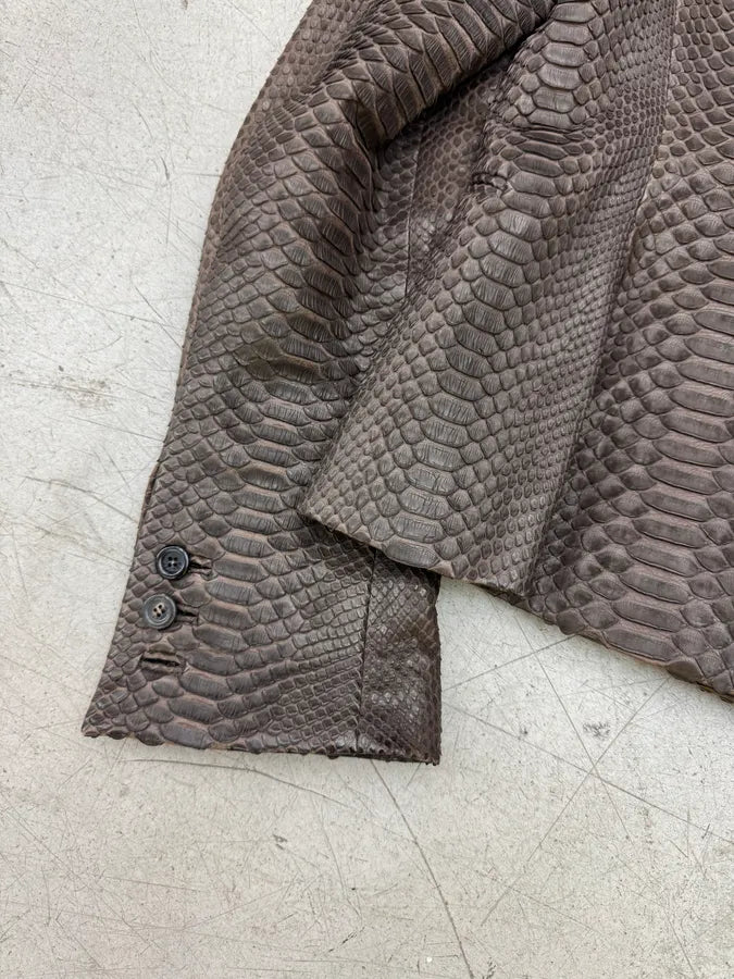 2000s Celine Python Leather Brown Blazer Jacket by Mickael Kors nRgzsZg 5