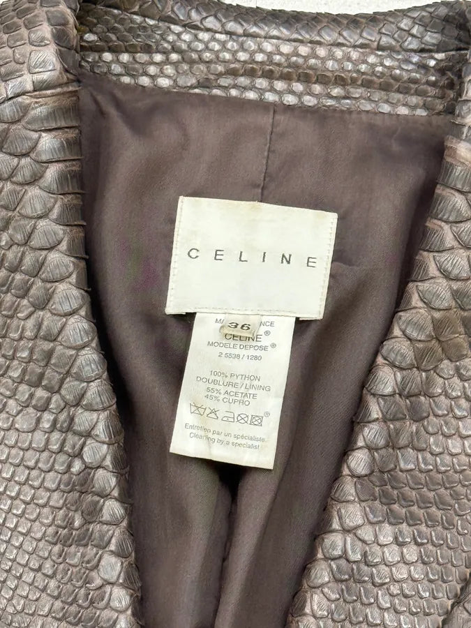 2000s Celine Python Leather Brown Blazer Jacket by Mickael Kors nRgzsZg 6