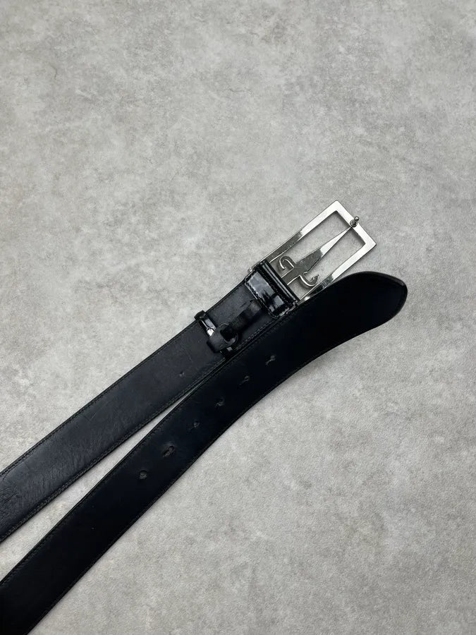 2010s Cesare Paciotti Black Leather Studded Dagger Buckle Belt xdqKcej 3