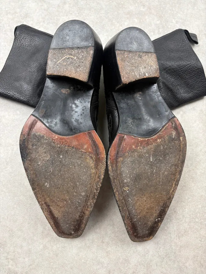 2000s Cesare Paciotti Black Python Leather Western Boots  sBIypxu 7