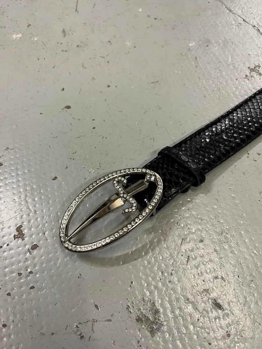 2000s Cesare Paciotti Black Python Effect Leather Belt hXcLIFH 4