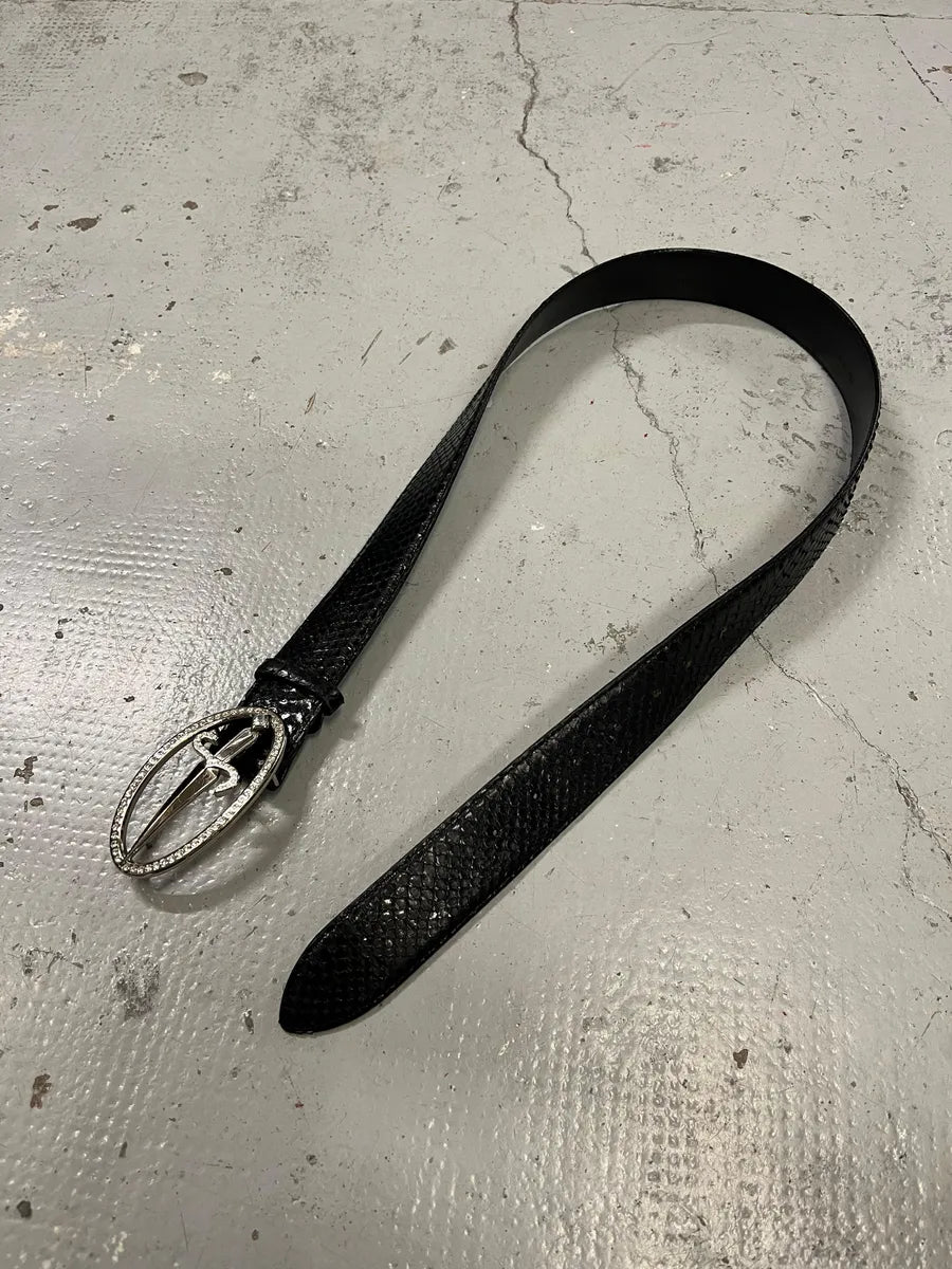 2000s Cesare Paciotti Black Python Effect Leather Belt hXcLIFH 1