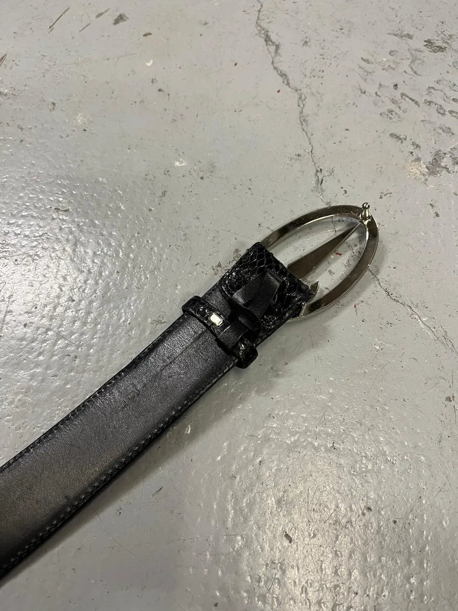 2000s Cesare Paciotti Black Python Effect Leather Belt hXcLIFH 6