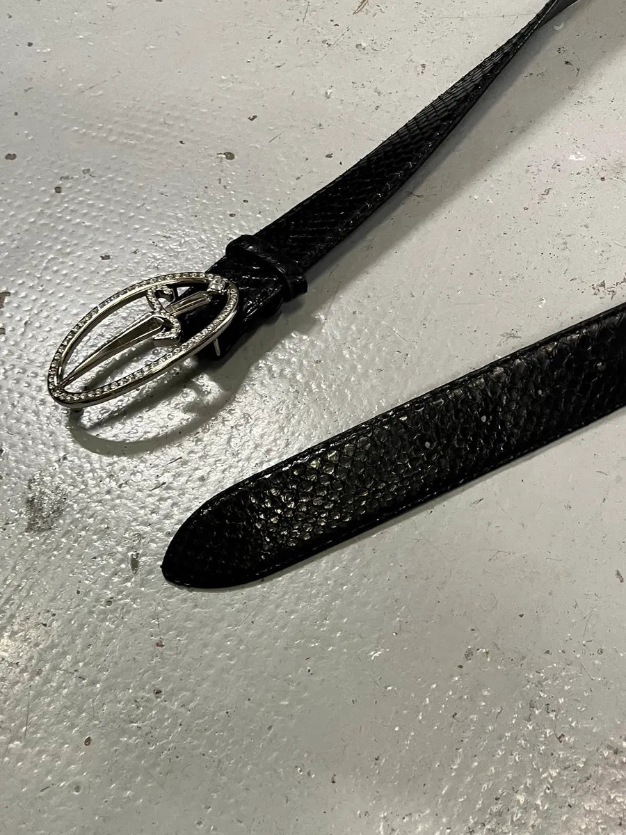 2000s Cesare Paciotti Black Python Effect Leather Belt hXcLIFH 2