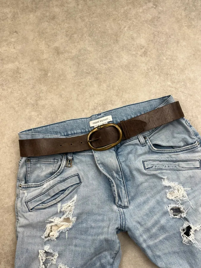 2000s Cesare Paciotti Brown Dagger Buckle Belt fcyHRdE 0
