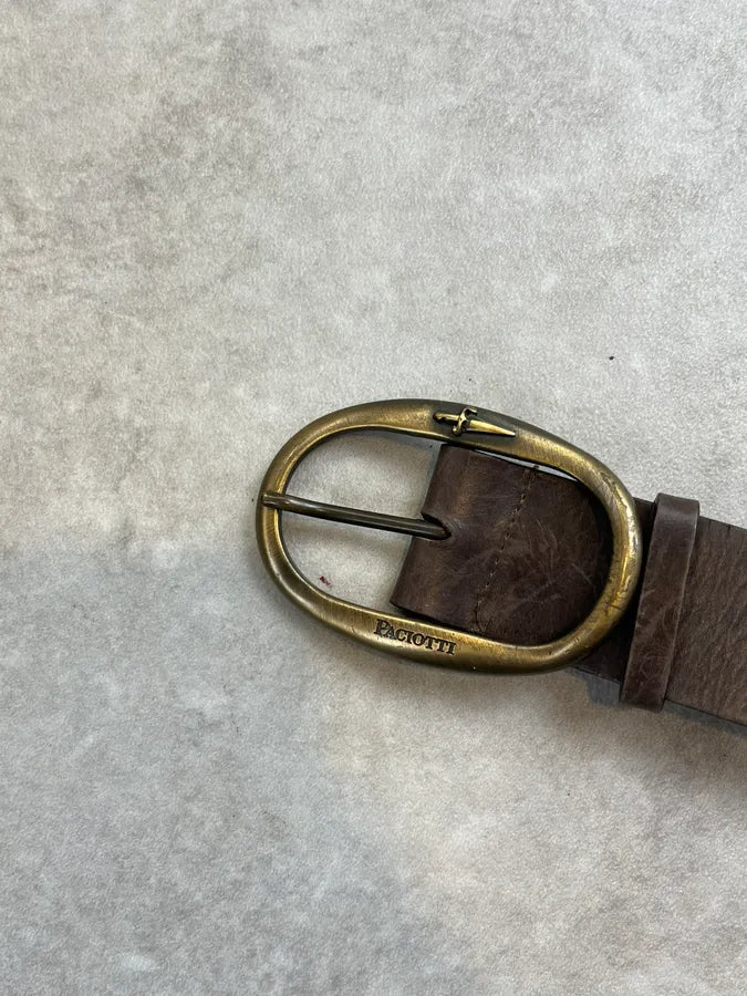 2000s Cesare Paciotti Brown Dagger Buckle Belt fcyHRdE 3