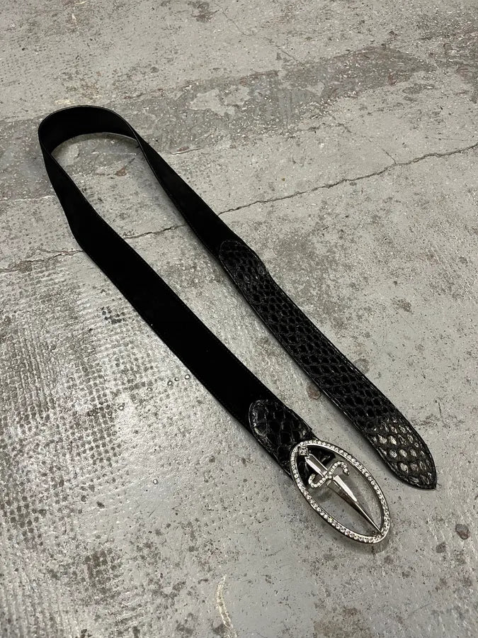 2000s Cesare Paciotti Dagger Black Leather Belt rDSBvrl 2