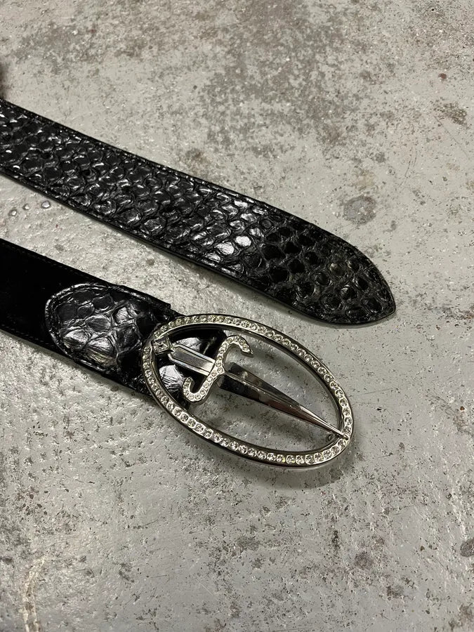 2000s Cesare Paciotti Dagger Black Leather Belt rDSBvrl 3