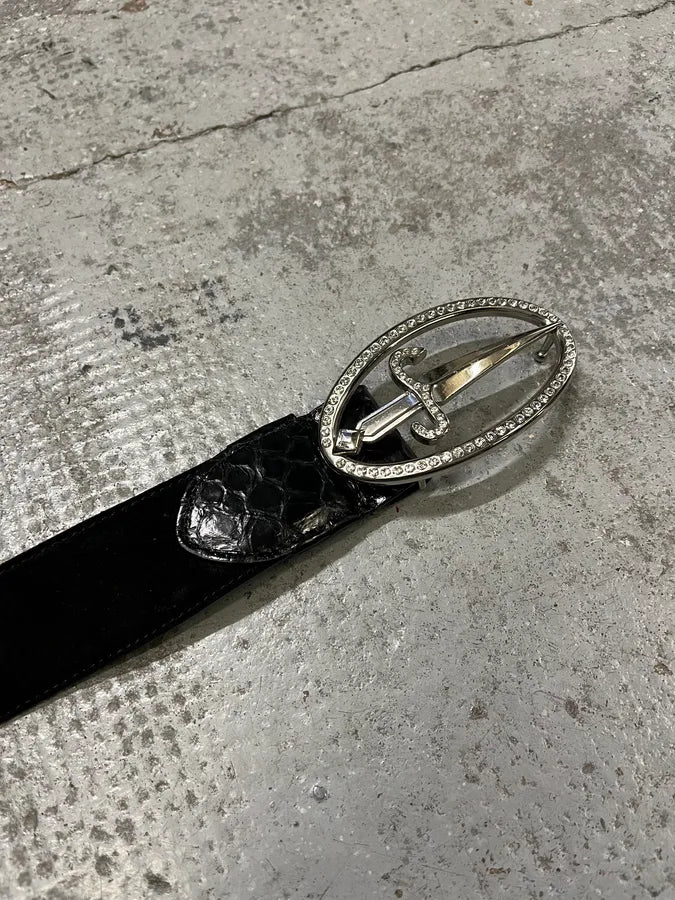 2000s Cesare Paciotti Dagger Black Leather Belt rDSBvrl 4