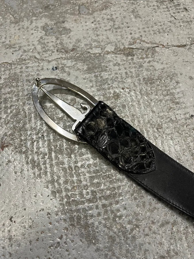 2000s Cesare Paciotti Dagger Black Leather Belt rDSBvrl 7