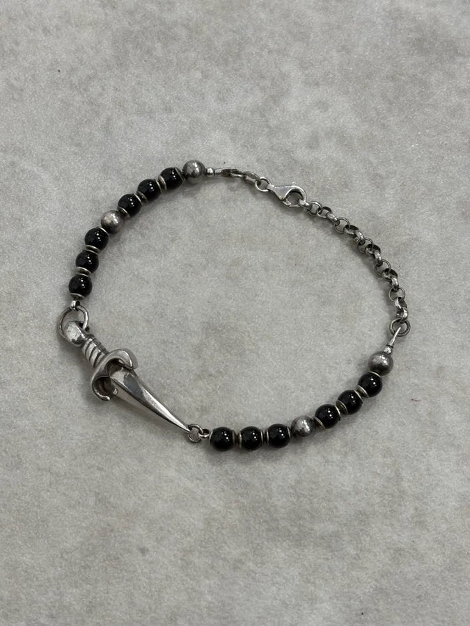 Cesare Paciotti Dagger Black Pearls Silver Bracelet FEguFNE 0