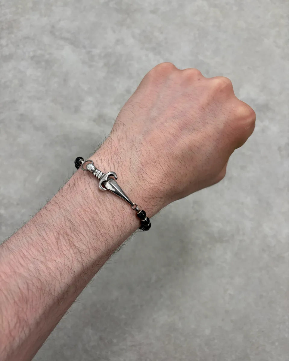 Cesare Paciotti Dagger Black Pearls Silver Bracelet FEguFNE 1
