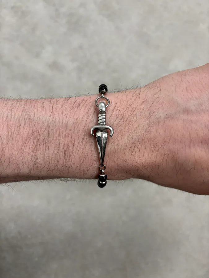 Cesare Paciotti Dagger Black Pearls Silver Bracelet FEguFNE 3