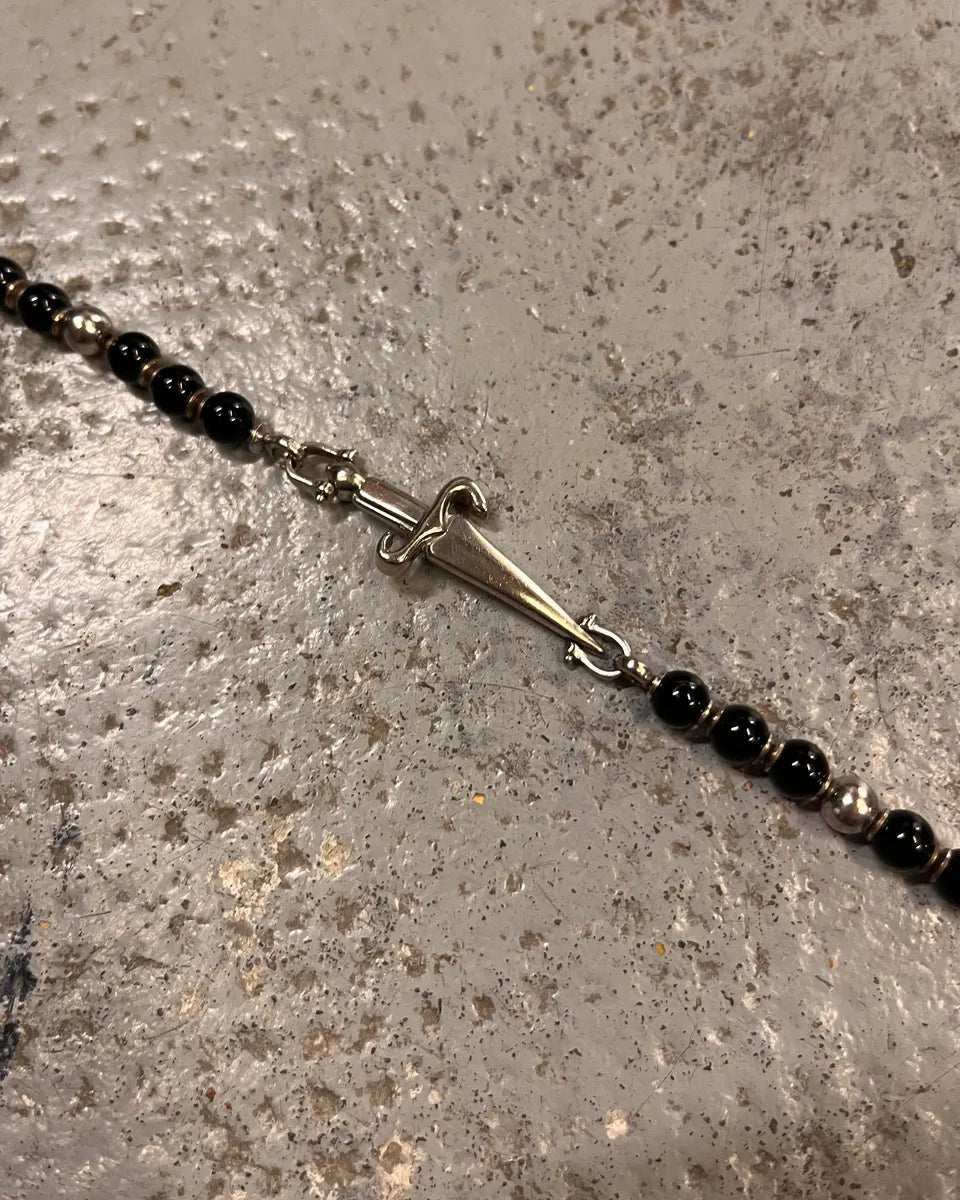 2000s Cesare Paciotti Dagger Black Pearls Silver Bracelet oGfWXAP 4
