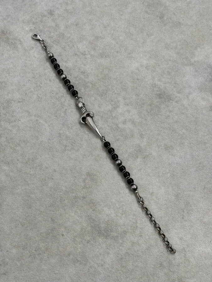 Cesare Paciotti Dagger Black Pearls Silver Bracelet FEguFNE 4
